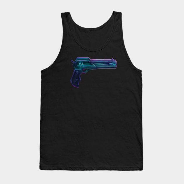 Cyberpunk Skull Pistol Gun Blaster Tank Top by banditotees